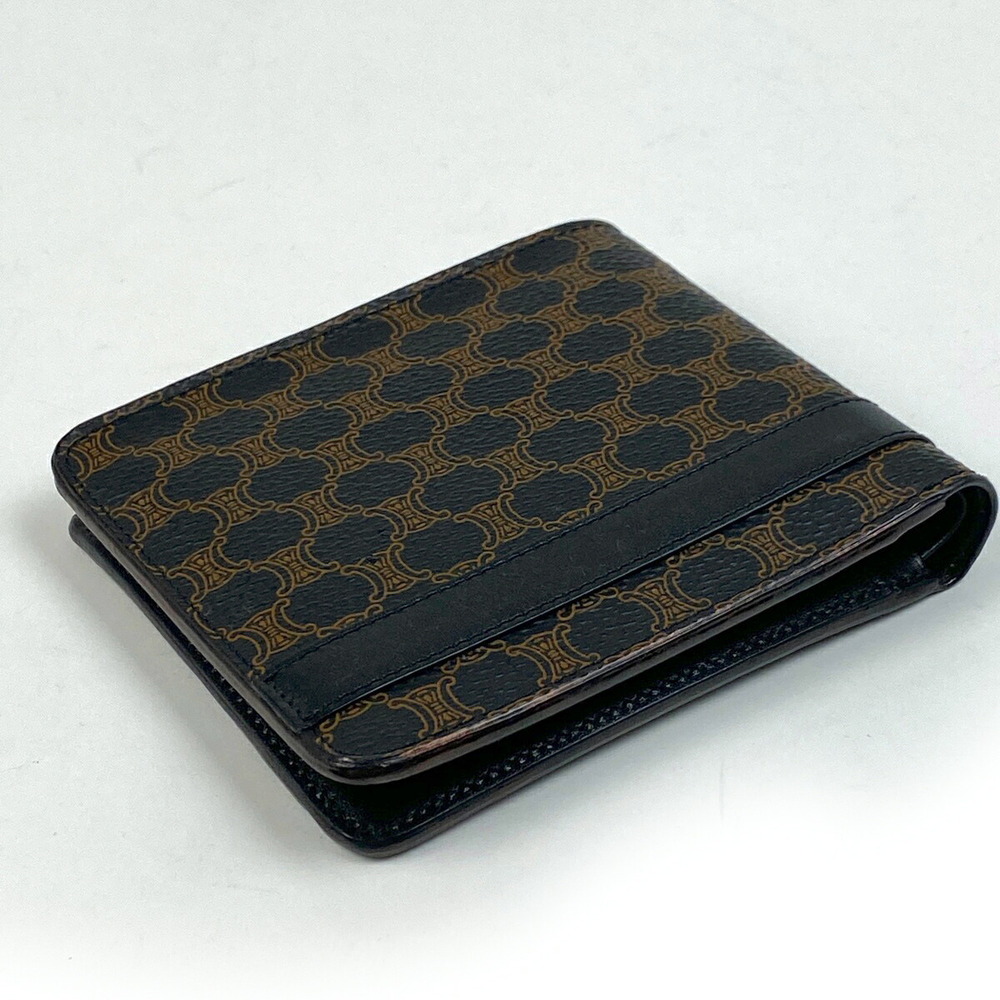 Celine bifold wallet brown canvas Macadam compartment black